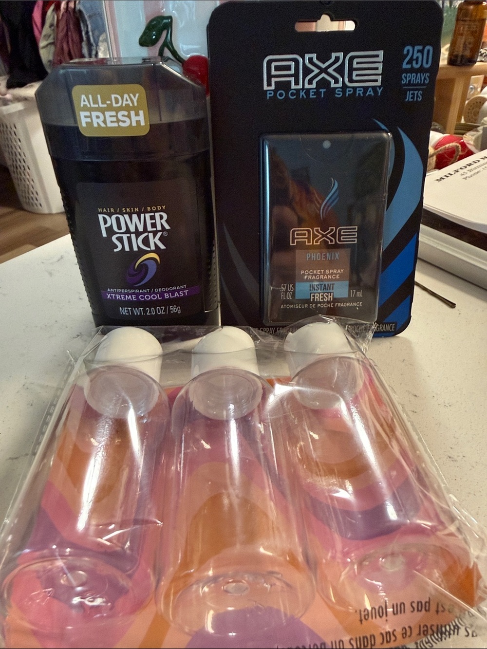 AXE Phoenix Pocket Spray & Power Stick Antiperspirant travel bottles-DORM ESSENT